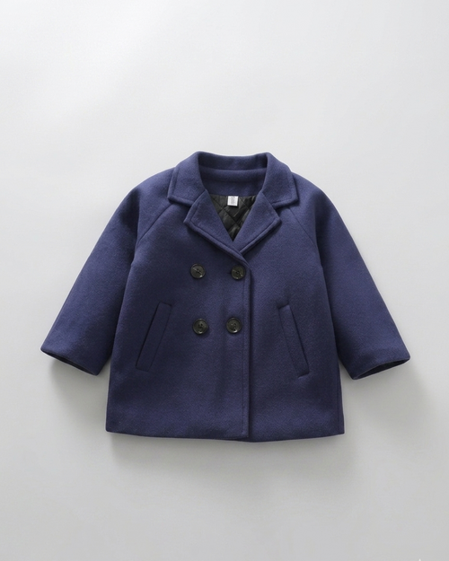 Abrigo de invierno infantil clásico elegante para niño y niña vista completa