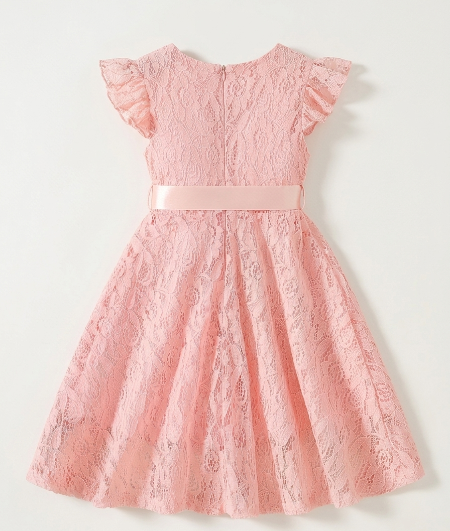 Vestido de verano para niñas con cuello de encaje