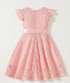 Vestido de verano para niñas con cuello de encaje