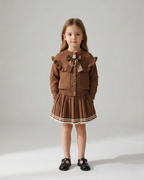 Vestido niña invierno tejido conjunto 2 piezas (top y falda plisada) niña de dos piezas Ideal para primavera y para clima otoñal en España