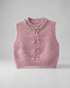 Conjunto niña 3 piezas: camisa rosa, suéter de punto suave y pantalón vaquero con encaje en España
