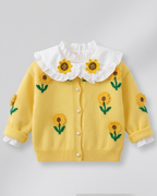 Conjunto niña 2 piezas: blusa tejida con cuello decorado y pantalón vaquero elegante en España