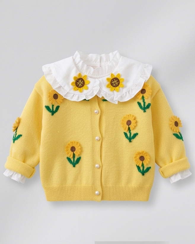 Conjunto niña 2 piezas: blusa tejida con cuello decorado y pantalón vaquero elegante en España