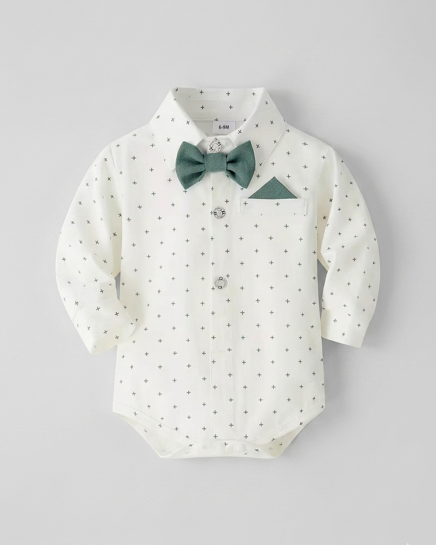 Conjunto bebé niño elegante de 4 piezas con body, pantalón con tirantes, corbata y gorra en España