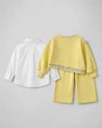 Conjunto niña 3 piezas ropa infantil con suéter bordado floral y camisa blanca,Ideal para primavera y para clima otoña en España