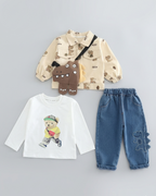 Conjunto infantil 3 piezas dinosaurios para niño: camiseta estampada, interior ligero y pantalón vaquero en España