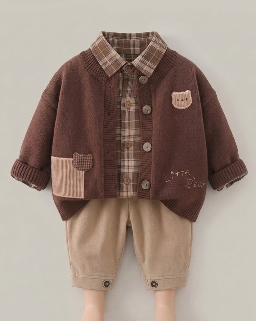 Conjunto niño invierno 3 piezas cálido (camisa, suéter de punto y pantalón) ropa infantil otoño invierno en España