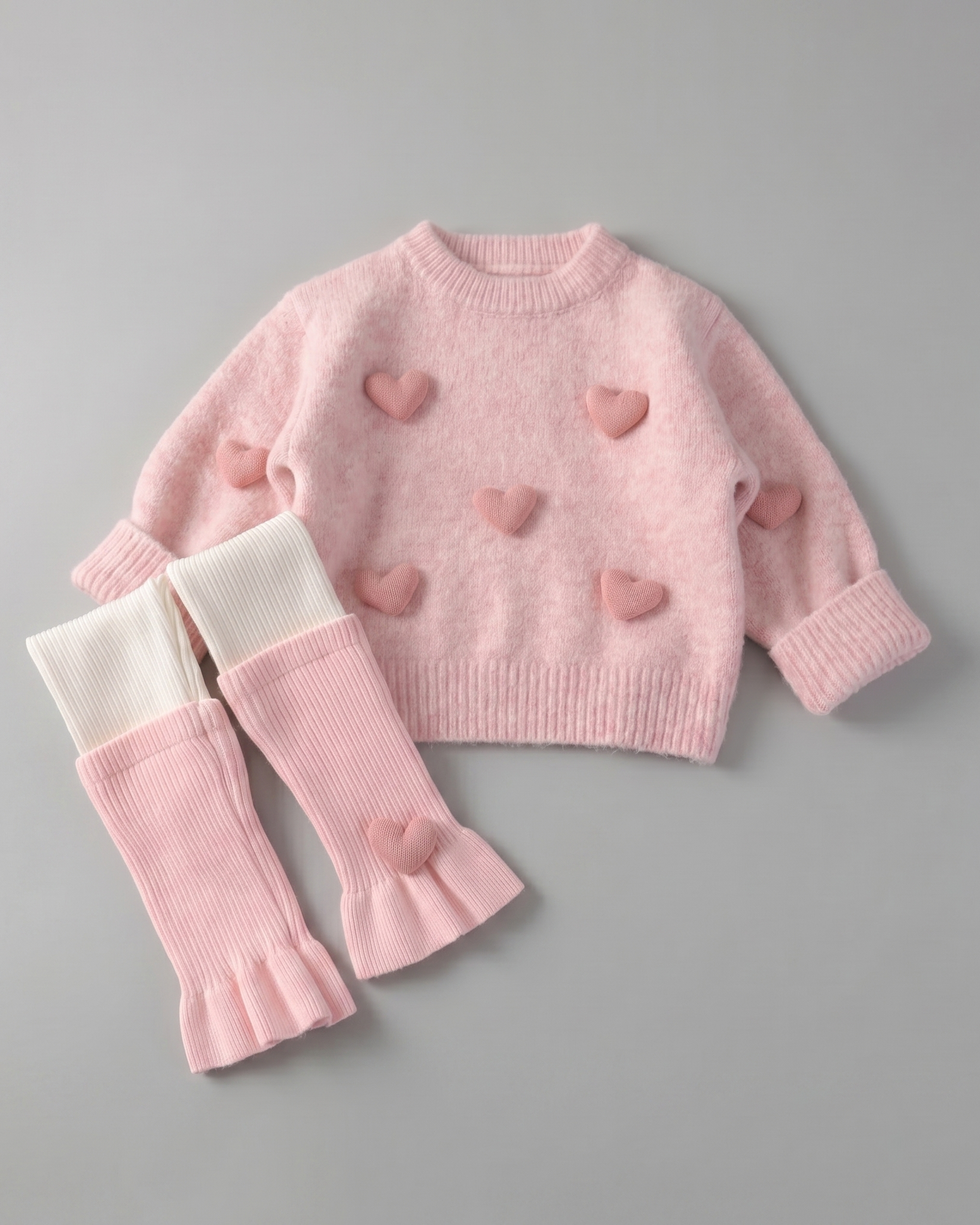 Conjunto niña invierno punto 2 piezas suéter y pantalón con volantes en España