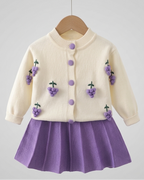 Conjunto niña invierno felpa con bordado de frutas 3D chaqueta y falda en España
