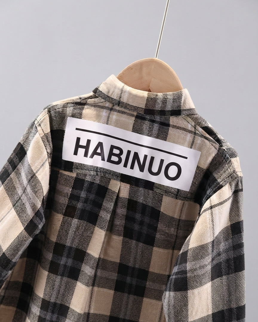 Conjunto Niño Elegante 2 Piezas, Camisa de Cuadros y Pantalón Denim