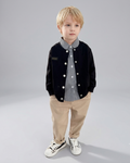 Conjunto Niño Elegante 3 Piezas  Chaqueta Negra y Beige