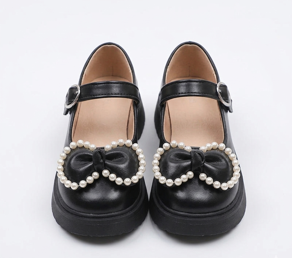 Zapato para niña con diseño de moño adornado con perlas en España