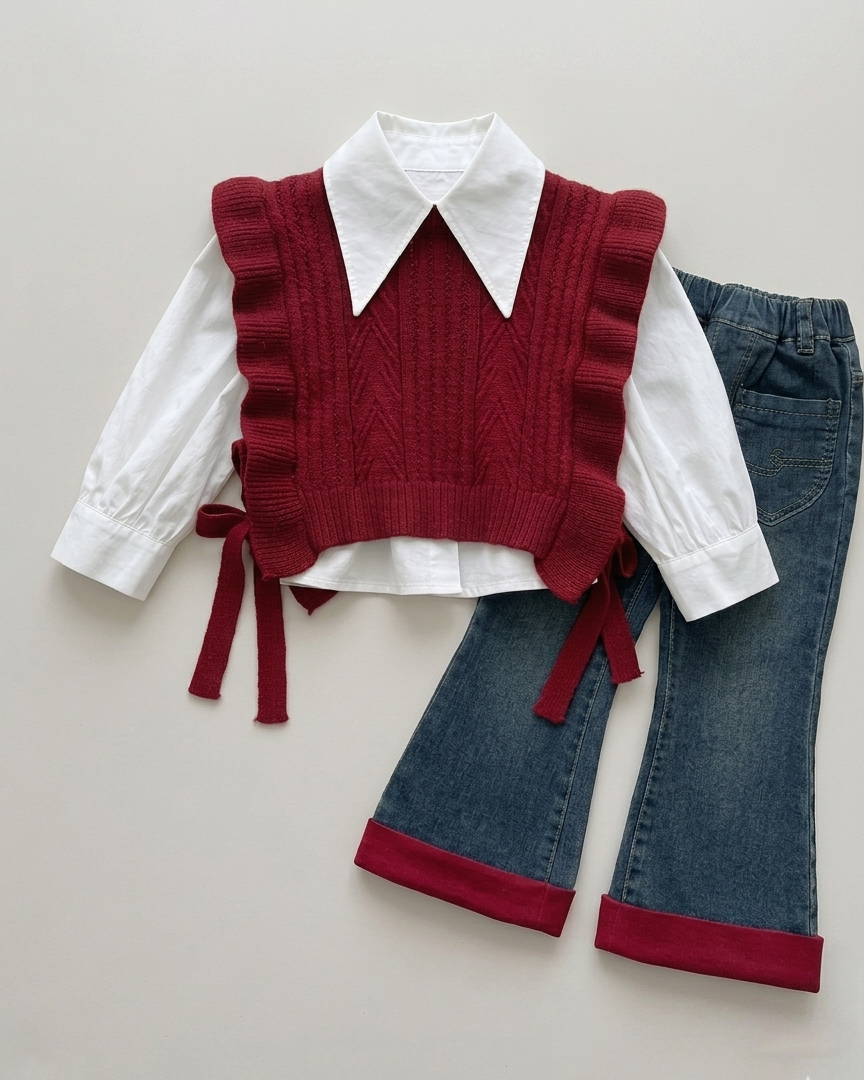 Conjunto niña invierno 3 piezas ropa infantil con chaqueta de felpa y cuello ancho en España