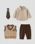 Conjunto Niño Elegante 3 Piezas Chaleco Lana y Camisa