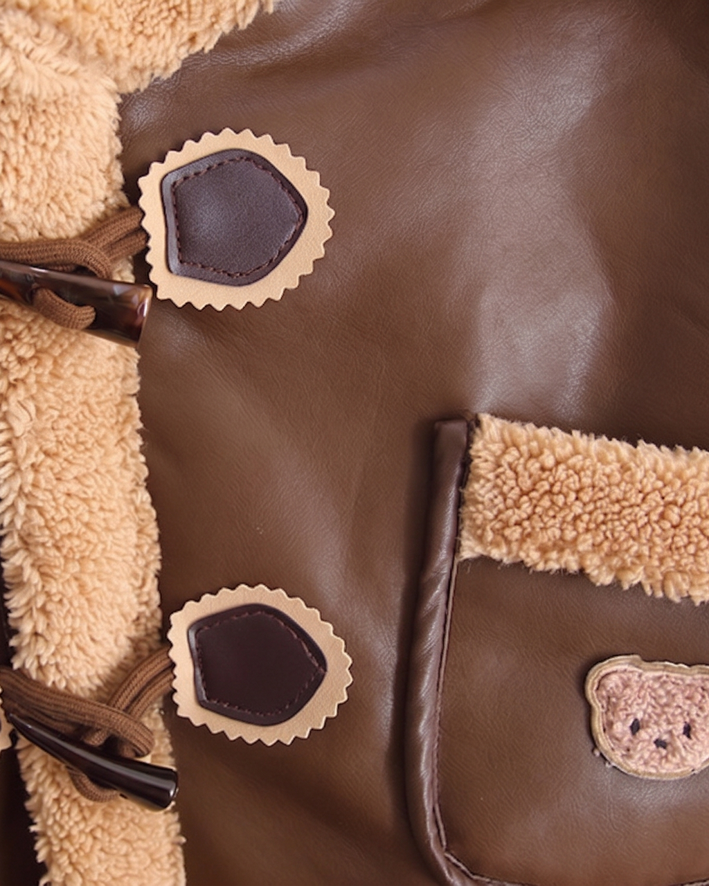 Chaqueta Infantil Efecto Cuero con Forro Sherpa Invierno