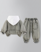 Conjunto bebé 3 piezas vaquero: chaqueta denim, camiseta de algodón y pantalón elástico para niño y  en España