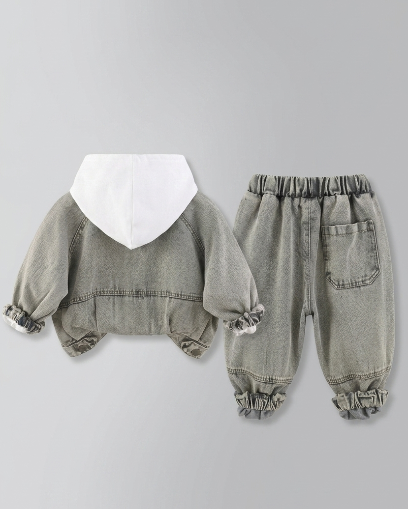 Conjunto bebé 3 piezas vaquero: chaqueta denim, camiseta de algodón y pantalón elástico para niño y  en España