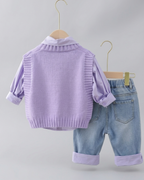 Conjunto niña 3 piezas invierno: camisa manga larga, chaleco de lana y pantalón vaquero en España