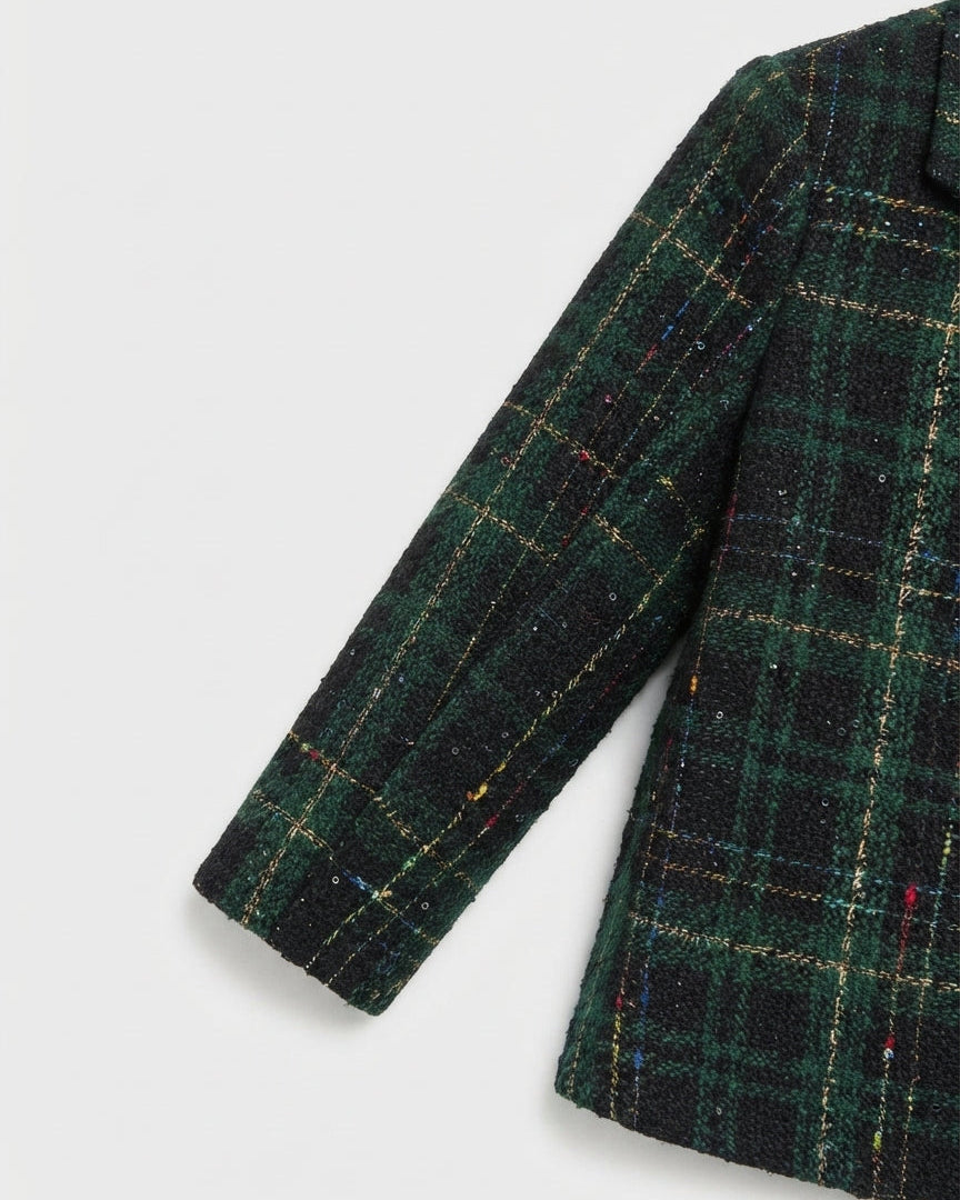 Conjunto Elegante de Tweed Verde para Niñas