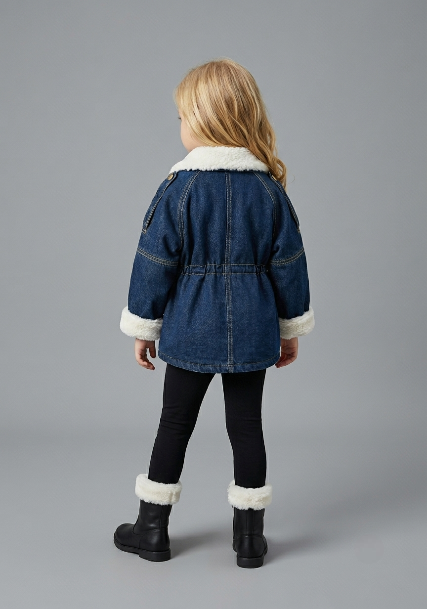 Abrigo Vaquero Niña Invierno Chaqueta Denim Forrada Pelo