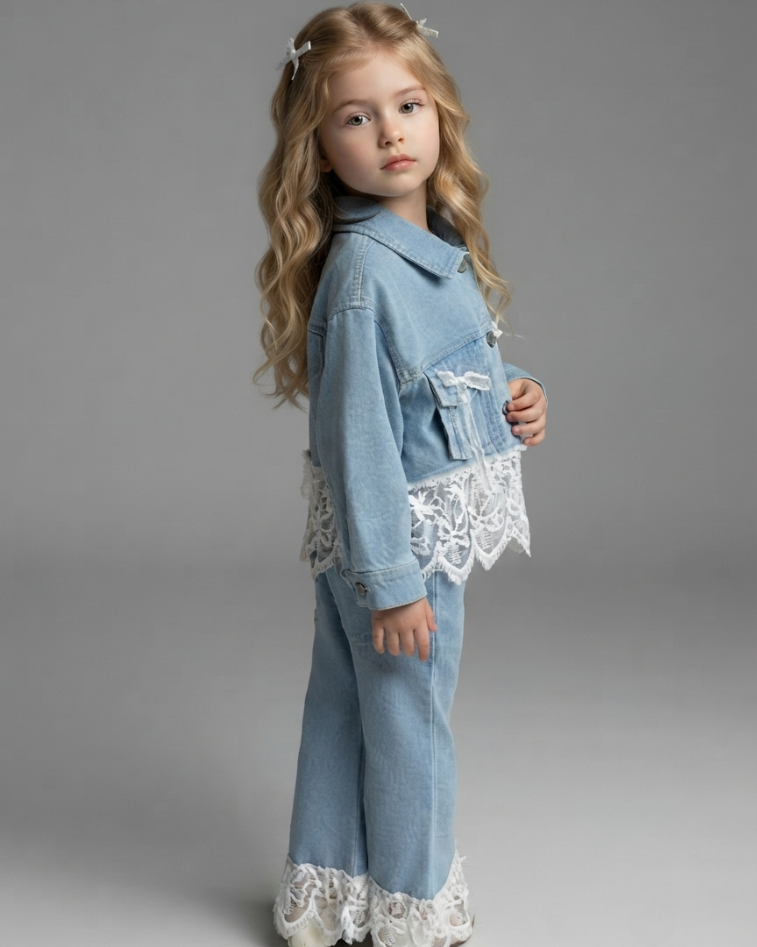 Conjunto Niña Denim Encaje 2 Piezas Vaquero Infantil