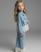 Conjunto Niña Denim Encaje 2 Piezas Vaquero Infantil