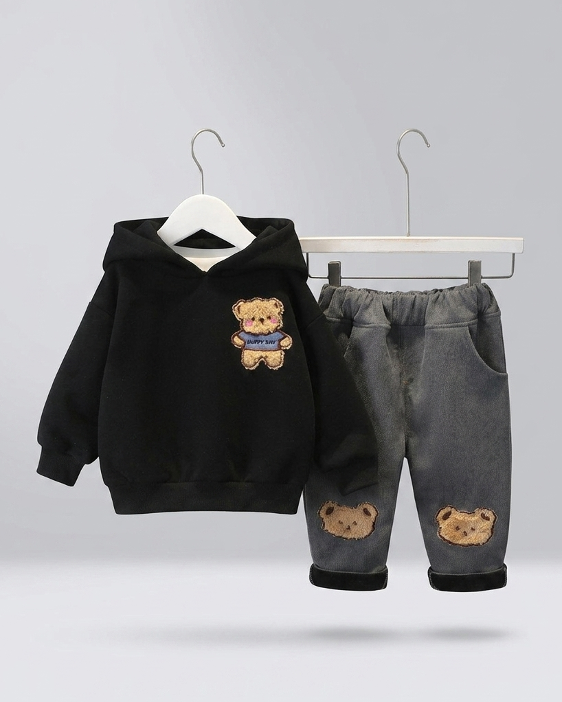 Conjunto Niño 2 Piezas Sudadera Oso 3D y Vaquero