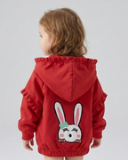 Chaqueta niña con capucha y conejo bordado, abrigo infantil otoño invierno,Ideal para clima otoñal y principios de invierno en España