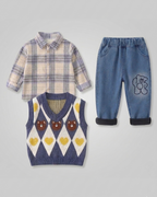 Conjunto niño otoño 3 piezas ropa infantil con chaleco oso y vaqueros en España