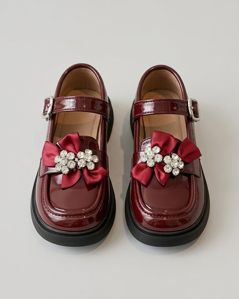 Zapato elegante para niñas con lazo adornado y colores brillantes en España