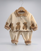 Conjunto 2 piezas bebé niño invierno con estampado de dibujos animados y ositos vista completa