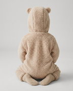 Conjunto de invierno niño sherpa Teddy Bear con capucha de orejitas y forro cálido vista trasera