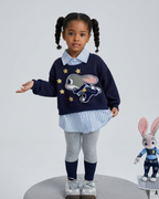 Conjunto niña 3 piezas ropa infantil - suéter bordado camiseta a rayas con leggings, estilo divertido y cómodo.