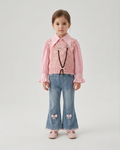 Conjunto niña 3 piezas ropa infantil blusa con volantes chaleco lana y pantalón vaquero en España