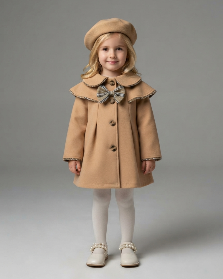 Abrigo Elegante para Niña con Boina a JuegoEstilo Clásico