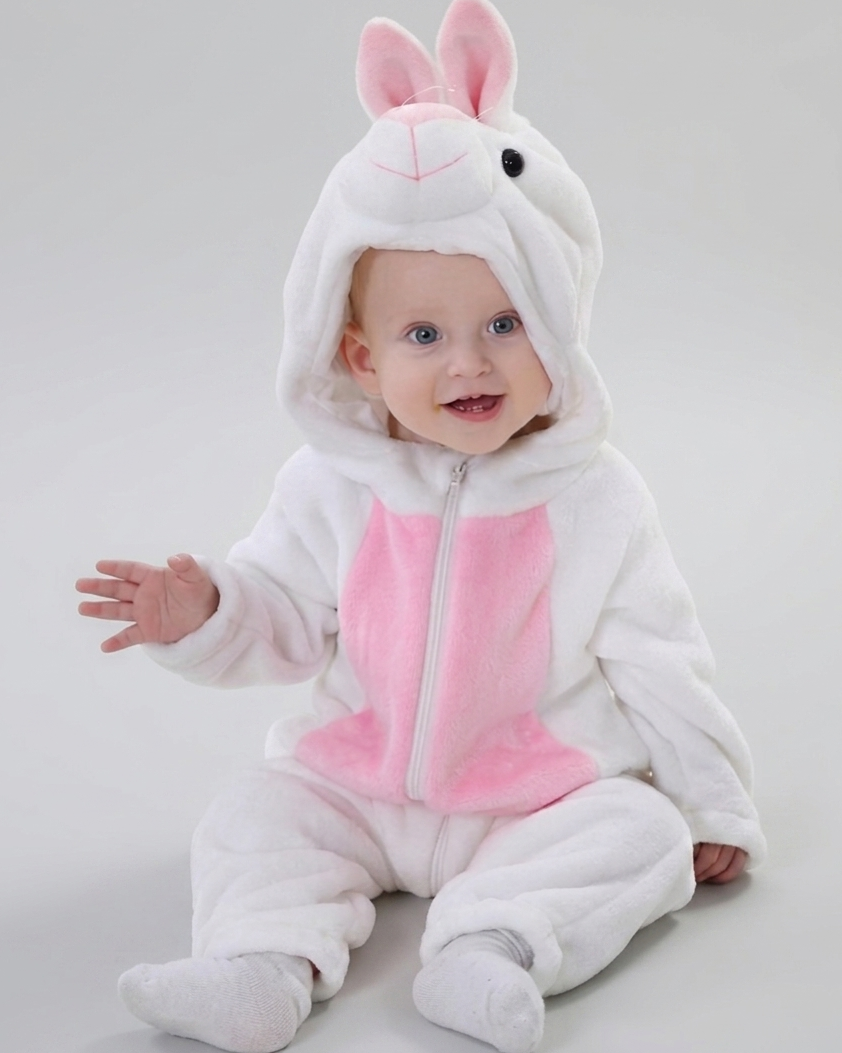 Mono de invierno bebé niño con capucha de animal – pijama infantil de felpa suave en España
