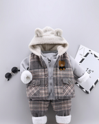 Conjunto bebé invierno 3 piezas chaqueta pantalón sudadera acolchada outfit bebé 