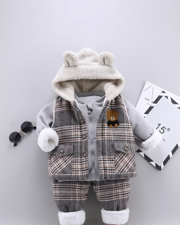 Conjunto bebé invierno 3 piezas chaqueta pantalón sudadera acolchada outfit bebé 