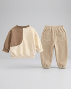Conjunto de invierno cálido de dos piezas con estampado de oso para niños