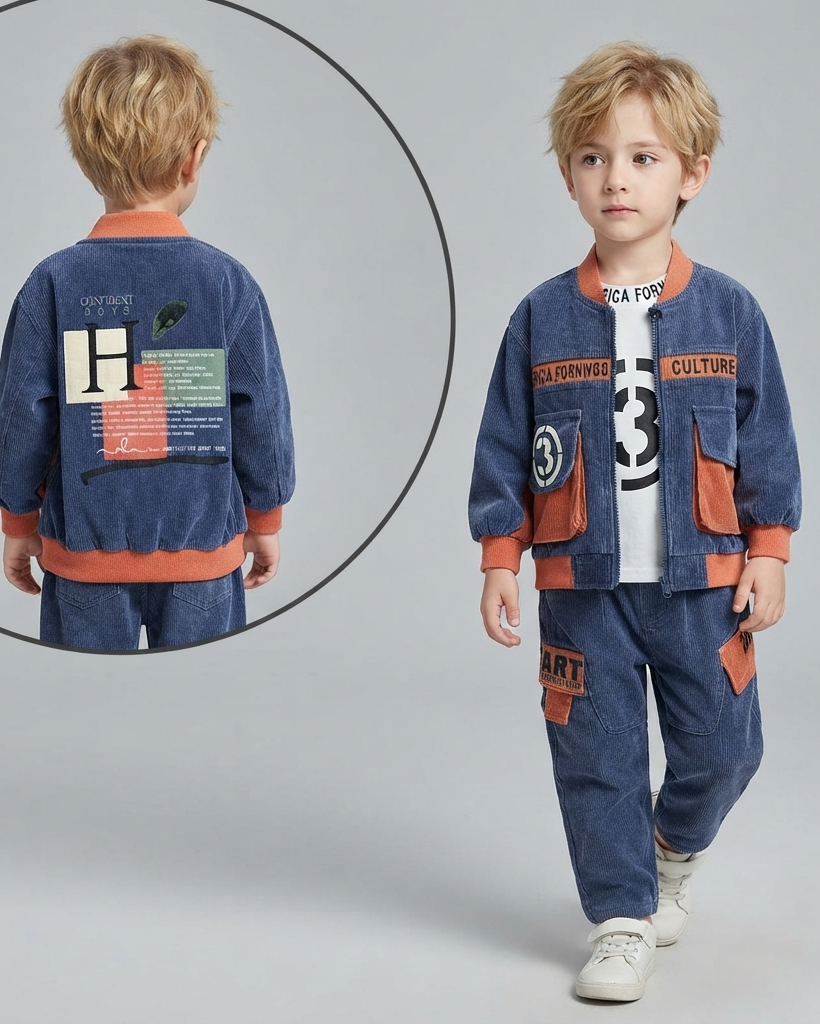 Conjunto Niño Terciopelo 2 Piezas  Chaqueta y Pantalón