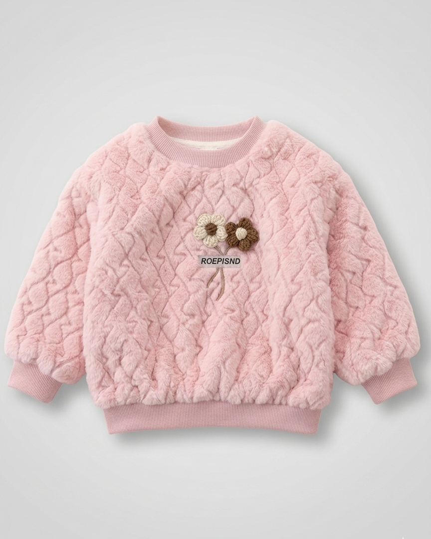 Conjunto niña invierno 2 piezas sudadera felpa y pantalón vaquero acolchado,Ideal para clima otoñal y principios de invierno en España