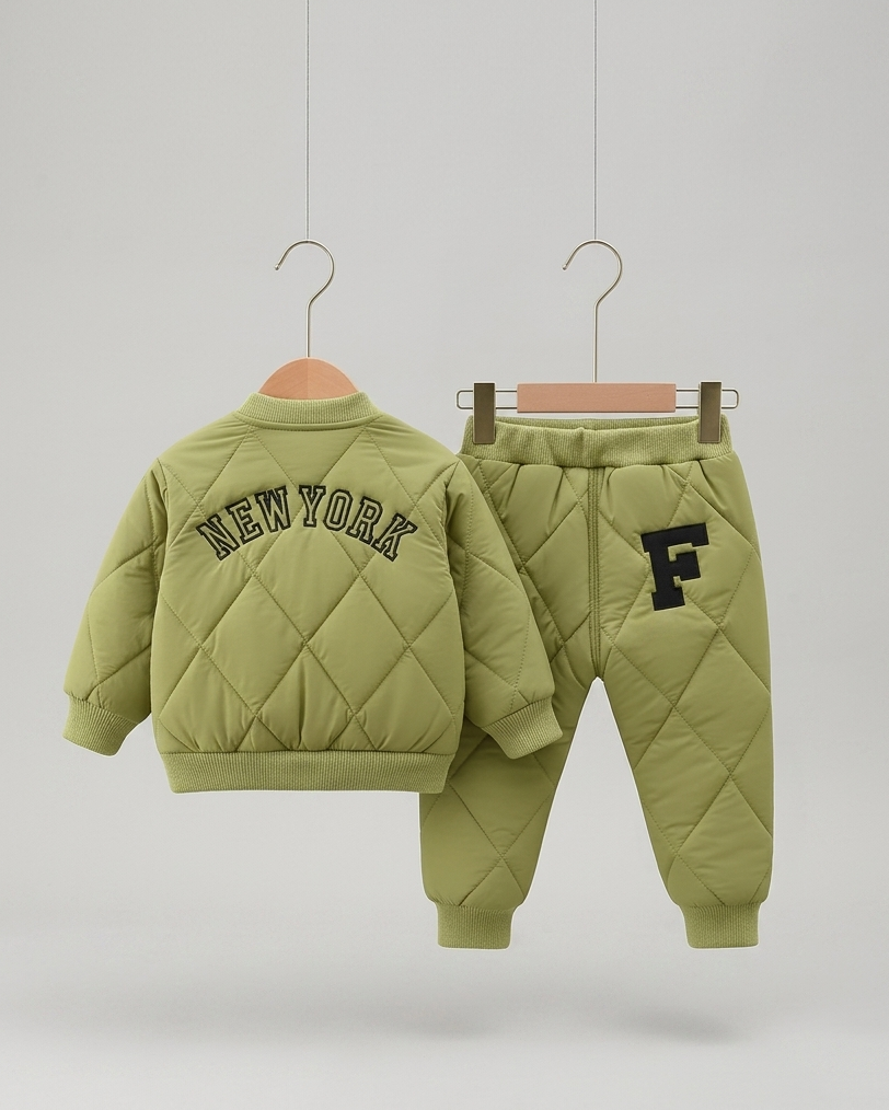 Conjunto bebé niño invierno acolchado de algodón 2 piezas con letra F (chaqueta y pantalón) en España