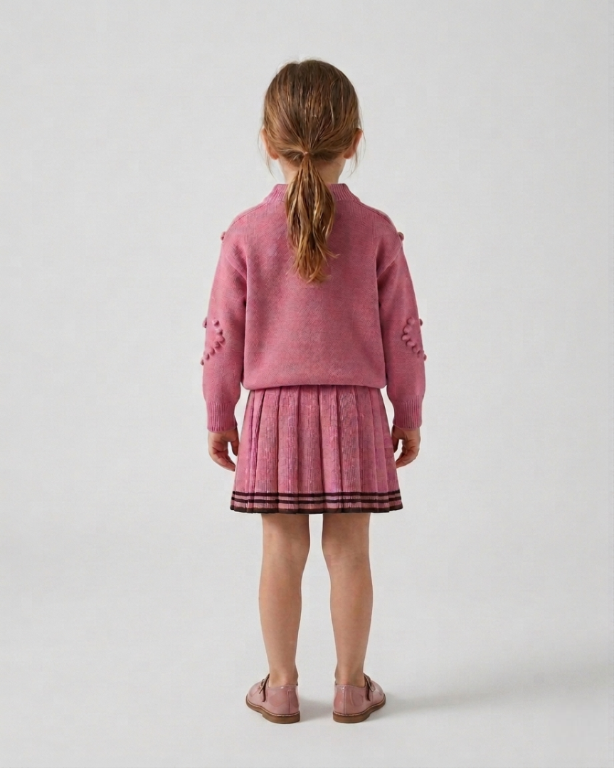 Vestido niña invierno tejido conjunto 2 piezas (top y falda plisada) niña de dos piezas Ideal para primavera y para clima otoñal en España