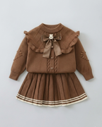Vestido niña invierno tejido conjunto 2 piezas (top y falda plisada) niña de dos piezas Ideal para primavera y para clima otoñal en España
