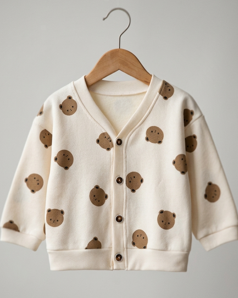 Conjunto bebé 3 piezas ropa bebé con cárdigan de oso y pantalón vaquero , Ideal para primavera y para clima otoñal en España