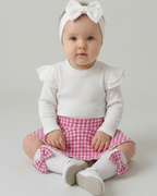 Conjunto niña elegante cuadros con blusa manga larga