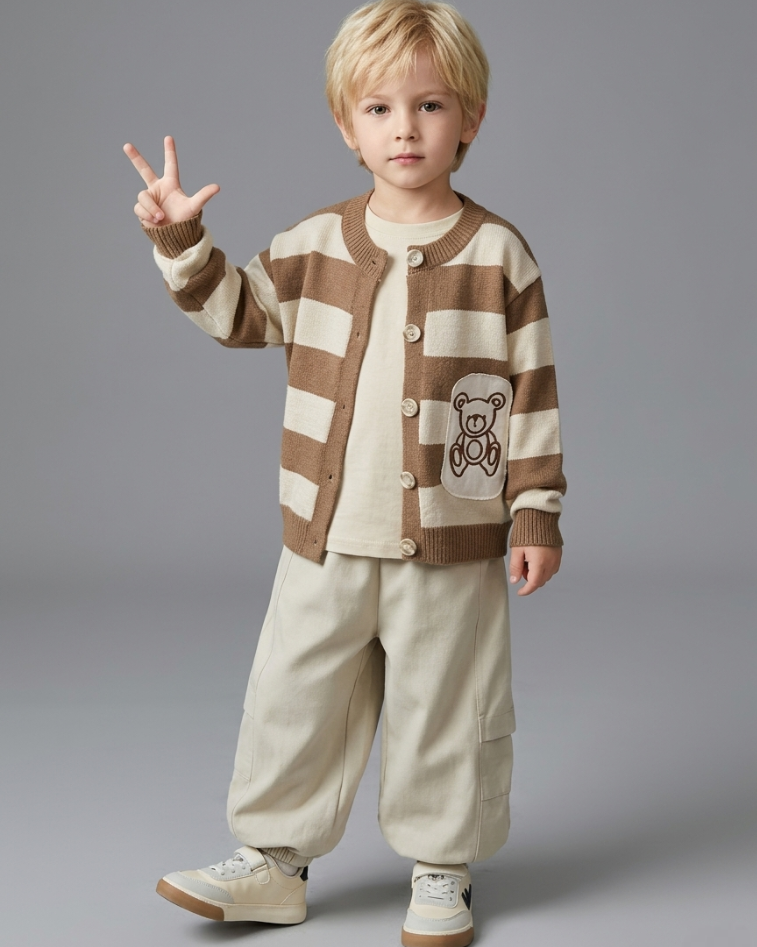 Conjunto bebé niño 3 piezas ropa infantil a rayas con pantalón cargo en España
