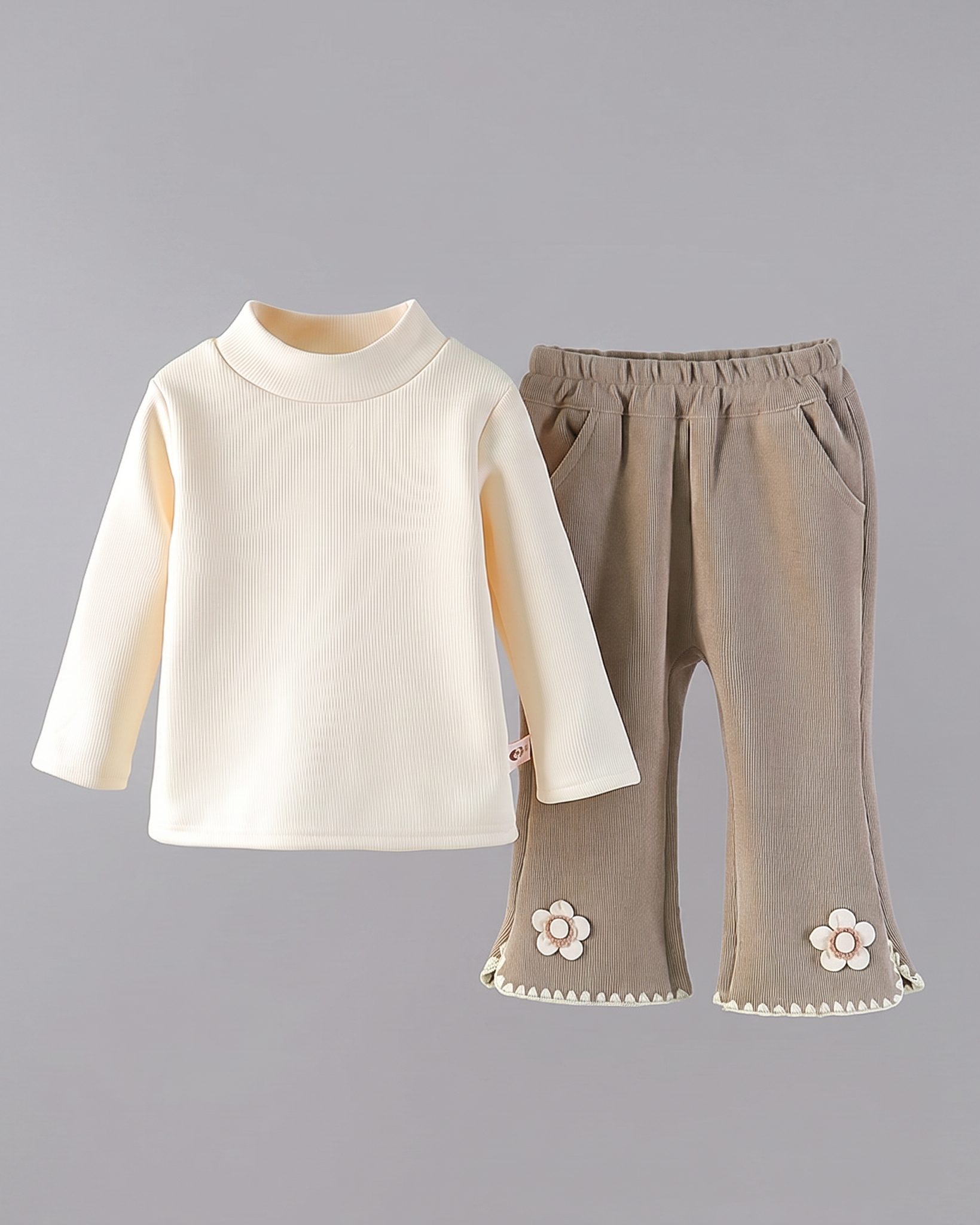 Conjunto niña invierno 3 piezas top manga larga y pantalón bordado floral en España