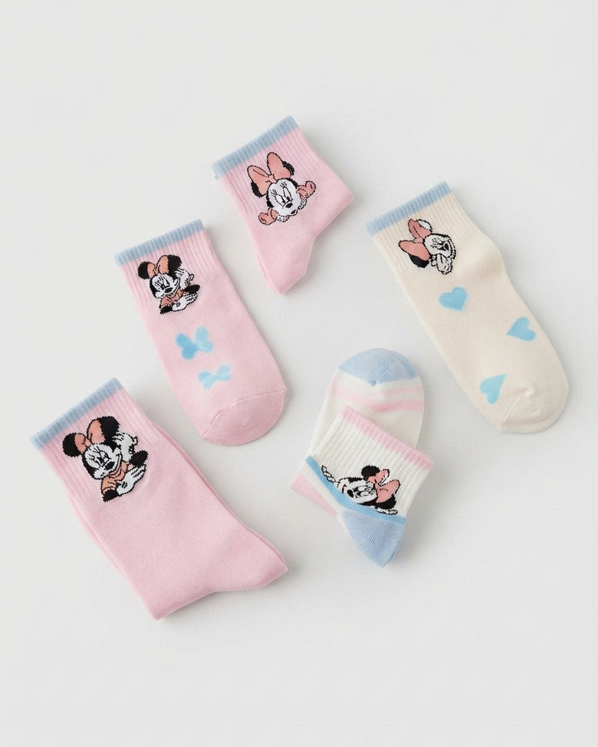 Calcetines de Minnie Mouse para niñas  5 diseños diferentes