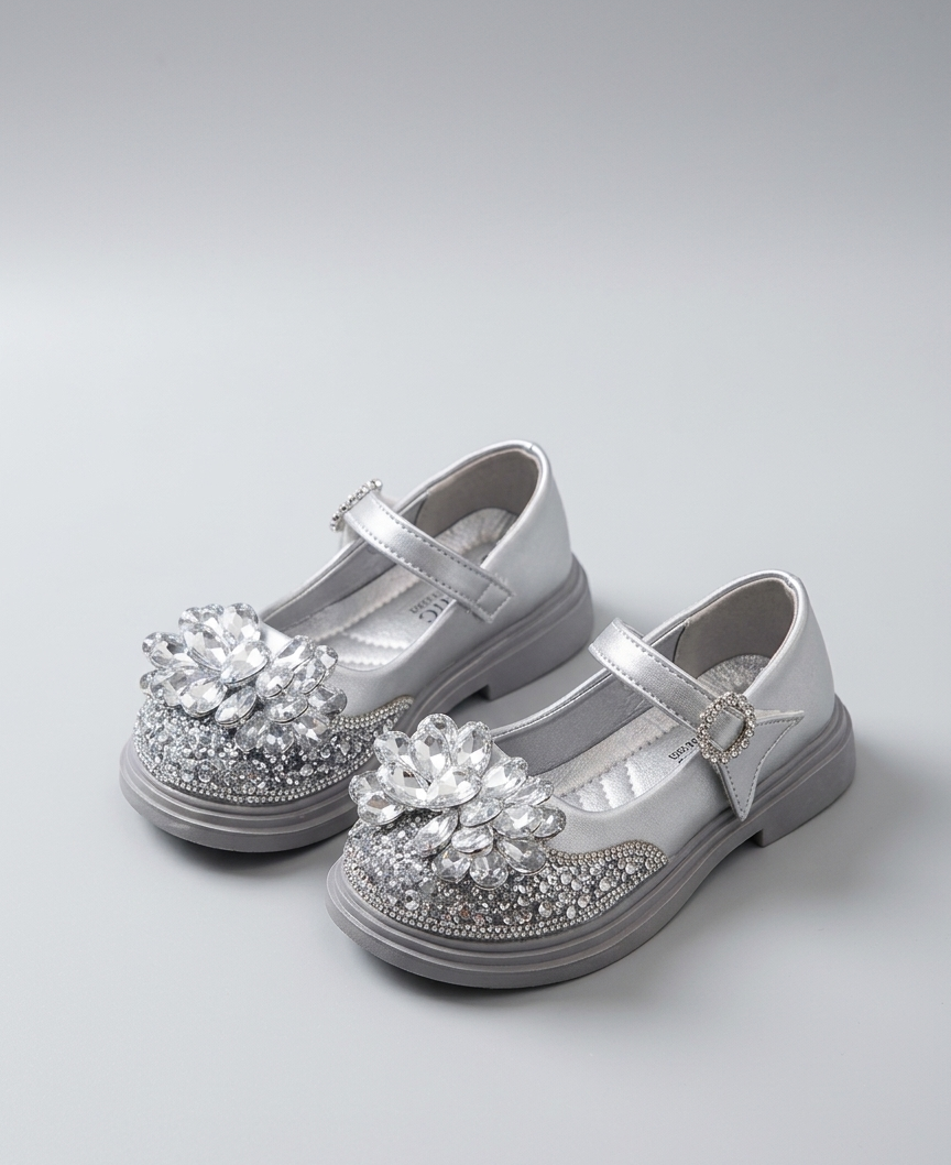 Zapato elegante para niña con diseño de flor de cristal brillante en España
